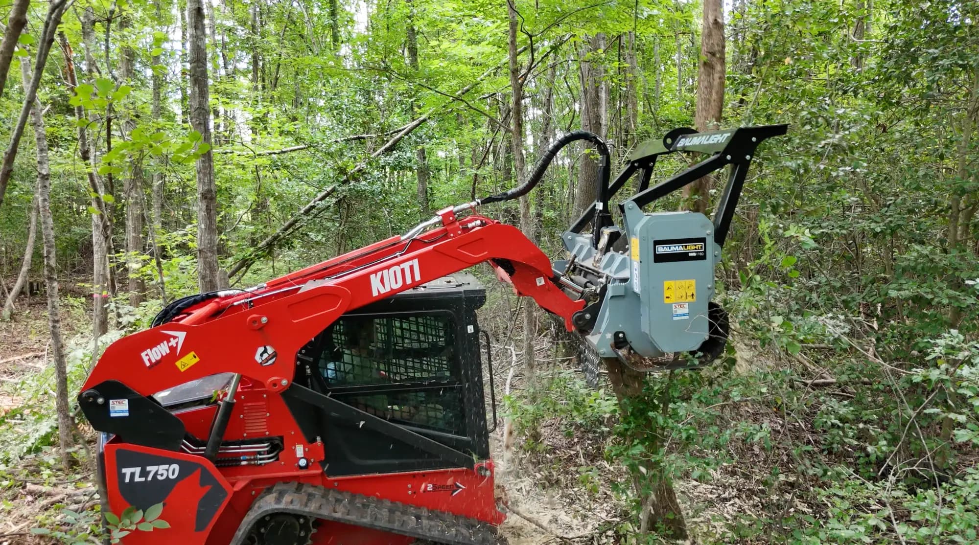 Nelson Land Management KIOTI TL750 Flow+ running a Baumalight MS1160 forestry mulcher in Upstate SC woods
